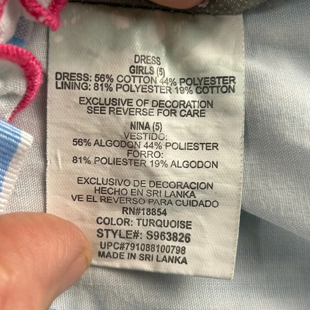Emily Rose Girls Size 5 Blue Gingham Seersucker Ice Cream Ruffle Dress S963826